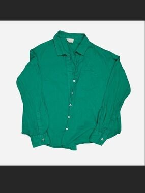 Sigrid Olsen 100% Cotton Green Button-Up Shirt